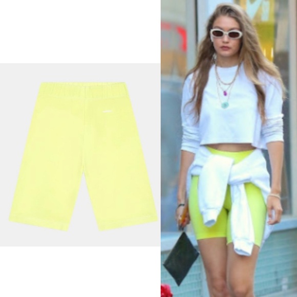 MAHAPPY Yellow Bike Shorts Long Length Workout Athleisure Size Small - Picture 1 of 14